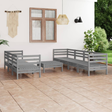 vidaXL 8 részes szürke tömör fenyőfa kerti ülőgarnitúra kerti bútor