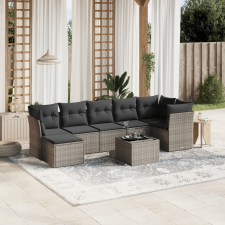 vidaXL 8 részes világosszürke polyrattan kerti ülőgarnitúra párnával kerti bútor