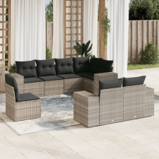 vidaXL 8 részes világosszürke polyrattan kerti ülőgarnitúra párnával kerti bútor