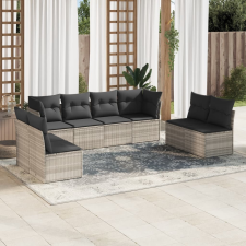 vidaXL 8 részes világosszürke polyrattan kerti ülőgarnitúra párnával kerti bútor
