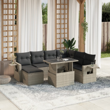 vidaXL 8 részes világosszürke polyrattan kerti ülőgarnitúra párnával kerti bútor