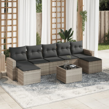 vidaXL 8 részes világosszürke polyrattan kerti ülőgarnitúra párnával kerti bútor