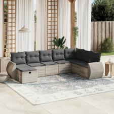 vidaXL 8 részes világosszürke polyrattan kerti ülőgarnitúra párnával kerti bútor