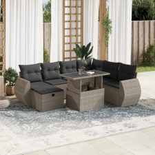 vidaXL 8 részes világosszürke polyrattan kerti ülőgarnitúra párnával kerti bútor
