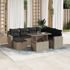 vidaXL 8 részes világosszürke polyrattan kerti ülőgarnitúra párnával kerti bútor