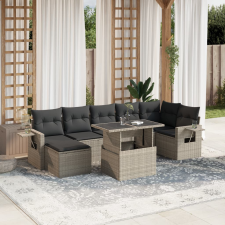 vidaXL 8 részes világosszürke polyrattan kerti ülőgarnitúra párnával kerti bútor