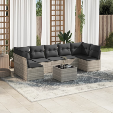vidaXL 8 részes világosszürke polyrattan kerti ülőgarnitúra párnával kerti bútor