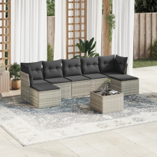 vidaXL 8 részes világosszürke polyrattan kerti ülőgarnitúra párnával kerti bútor