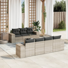 vidaXL 8 részes világosszürke polyrattan kerti ülőgarnitúra párnával kerti bútor