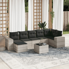 vidaXL 8 részes világosszürke polyrattan kerti ülőgarnitúra párnával kerti bútor