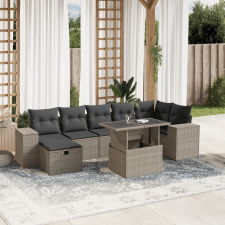 vidaXL 8 részes világosszürke polyrattan kerti ülőgarnitúra párnával kerti bútor