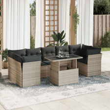 vidaXL 8 részes világosszürke polyrattan kerti ülőgarnitúra párnával kerti bútor