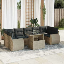 vidaXL 8 részes világosszürke polyrattan kerti ülőgarnitúra párnával kerti bútor