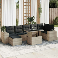vidaXL 8 részes világosszürke polyrattan kerti ülőgarnitúra párnával kerti bútor