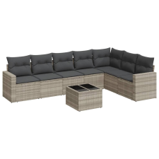 vidaXL 8 részes világosszürke polyrattan kerti ülőgarnitúra párnával (3219052) kerti bútor