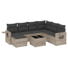 vidaXL 8 részes világosszürke polyrattan kerti ülőgarnitúra párnával (3220511) kerti bútor