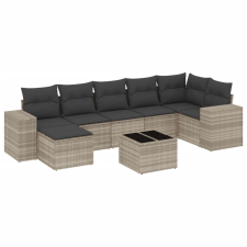 vidaXL 8 részes világosszürke polyrattan kerti ülőgarnitúra párnával (3222891) kerti bútor