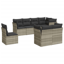 vidaXL 8 részes világosszürke polyrattan kerti ülőgarnitúra párnával (3249771) kerti bútor