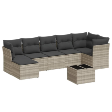 vidaXL 8 részes világosszürke polyrattan kerti ülőgarnitúra párnával (3249821) kerti bútor