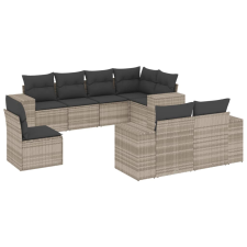 vidaXL 8 részes világosszürke polyrattan kerti ülőgarnitúra párnával (3255179) kerti bútor