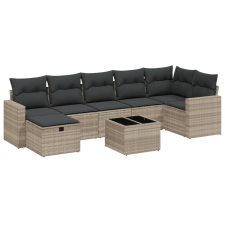 vidaXL 8 részes világosszürke polyrattan kerti ülőgarnitúra párnával (3263518) kerti bútor