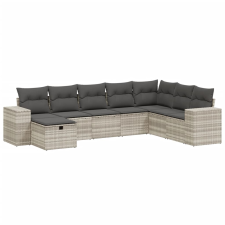 vidaXL 8 részes világosszürke polyrattan kerti ülőgarnitúra párnával (3264518) kerti bútor