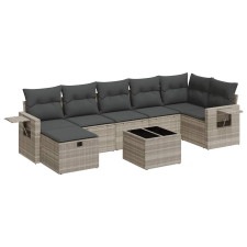 vidaXL 8 részes világosszürke polyrattan kerti ülőgarnitúra párnával (3325518) kerti bútor