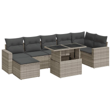 vidaXL 8 részes világosszürke polyrattan kerti ülőgarnitúra párnával (3326363) kerti bútor