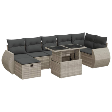 vidaXL 8 részes világosszürke polyrattan kerti ülőgarnitúra párnával (3327912) kerti bútor