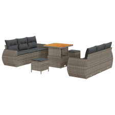 vidaXL 9 Darabos Kert Sofa Készlet Párnákkal Szürke Poli Rattan Akáccal (3361828) kerti bútor