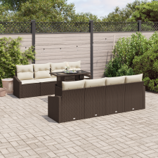 vidaXL 9 Darabos Kert Sofa Szett Párnákkal Barna Poli Rattan kerti bútor