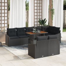 vidaXL 9 Darabos Kerti Kanapé Szett Párnákkal Fekete Poly Rattan kerti bútor