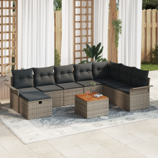 vidaXL 9 Darabos Kerti Sofa Szett Párnákkal Szürke Poli Rattan kerti bútor