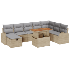 vidaXL 9 darabos kertkanapé szett párnákkal Bézs Poli Rattan (3359983) kerti bútor