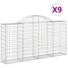vidaXL 9 db íves horganyzott vas gabion kosár 200x30x100/120 cm (3146117) kerti tárolás