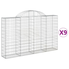 vidaXL 9 db íves horganyzott vas gabion kosár 200x30x120/140 cm (3146138) kerti tárolás