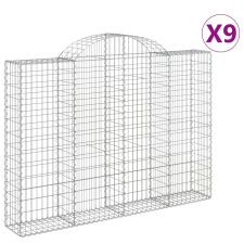 vidaXL 9 db íves horganyzott vas gabion kosár 200x30x140/160 cm (3146159) kerti tárolás