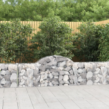 vidaXL 9 db íves horganyzott vas gabion kosár 200x30x60/80 cm kerti dekoráció