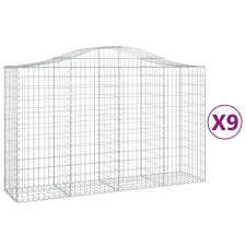 vidaXL 9 db íves horganyzott vas gabion kosár 200x50x120/140 cm (3145668) kerti tárolás