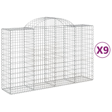 vidaXL 9 db íves horganyzott vas gabion kosár 200x50x120/140 cm (3146348) kerti tárolás