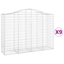 vidaXL 9 db íves horganyzott vas gabion kosár 200x50x140/160 cm (3145689) kerti tárolás