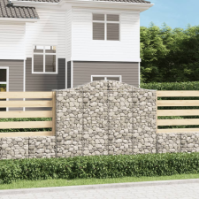 vidaXL 9 db íves horganyzott vas gabion kosár 200x50x160/180 cm kerti dekoráció