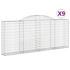 vidaXL 9 db íves horganyzott vas gabion kosár 300x30x120/140 cm (3146546) kerti tárolás