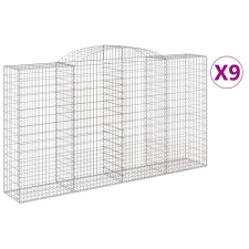 vidaXL 9 db íves horganyzott vas gabion kosár 300x50x160/180 cm (3146762) kerti tárolás