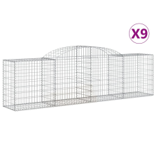 vidaXL 9 db íves horganyzott vas gabion kosár 300x50x80/100 cm (3146690) kerti tárolás