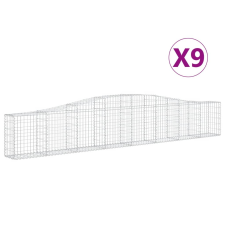 vidaXL 9 db íves horganyzott vas gabion kosár 400x30x60/80 cm (3145807) kerti tárolás