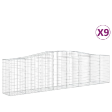 vidaXL 9 db íves horganyzott vas gabion kosár 400x50x100/120 cm (3145963) kerti tárolás