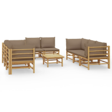 vidaXL 9 részes bambusz kerti ülőgarnitúra tópszínű párnákkal (3155123) kerti bútor