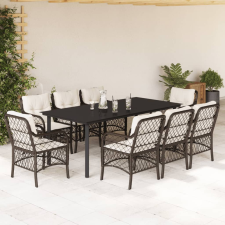 vidaXL 9-részes barna polyrattan kerti étkezőgarnitúra párnákkal kerti bútor