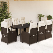 vidaXL 9-részes barna polyrattan kerti étkezőgarnitúra párnákkal kerti bútor